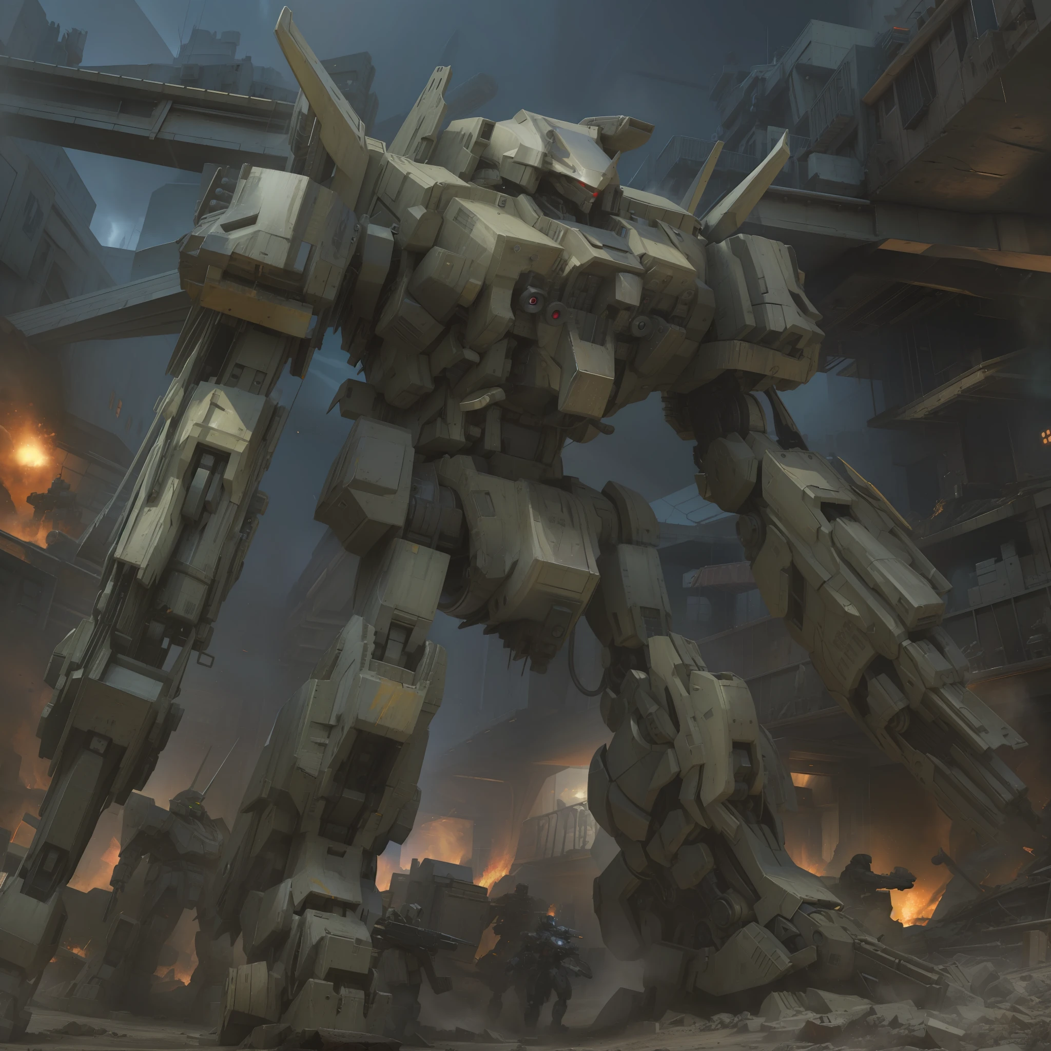 (absurdres, highres, ultra detailed),(Masterpiece, best quality:1.2),1mecha, mechanical marvel, absolutely stunning machinery, extremely detailed, walking through a battlefield,sky filled with bullets, surrounded by broken machines,dark sci-fi