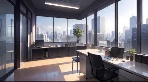 photorealistic, sophisticated, minimalistic, contemporary, professional, virtual office, sleek design, serene lighting, vibrant ...