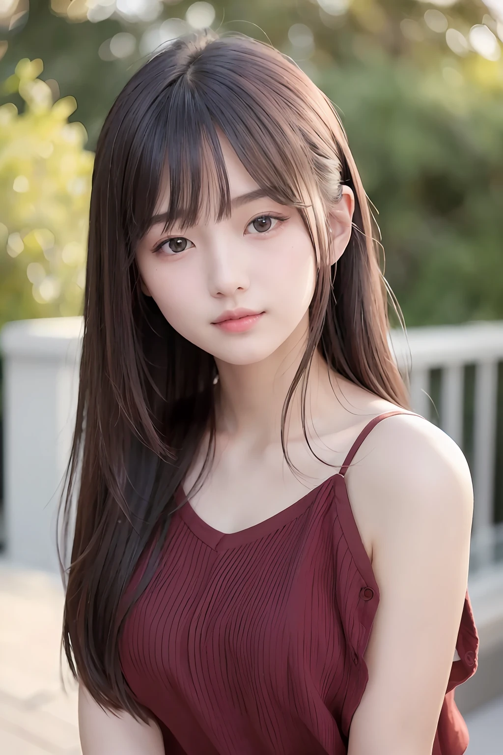 (8K、top-quality、​masterpiece:1.2)、(reallistic、Photorealsitic:1.37)、The ultra-detailed、1 girl、23years old、Medium chest、Beautie、Beautiful and perfect face、Natural smile、solo、holiday、shopping、(Redness of the nose)、(A smile:1.15)、(With mouth closed) 、beautidful eyes、(long:1.2)、Floating hair 、Middle hair、