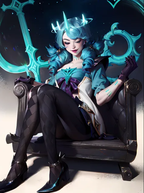 League of Legends Gwen, Wearing Viego's crown, Viego's crown, Green Viego crown, Viego crown, 3 spiked Viego crown, 3 spiked glo...