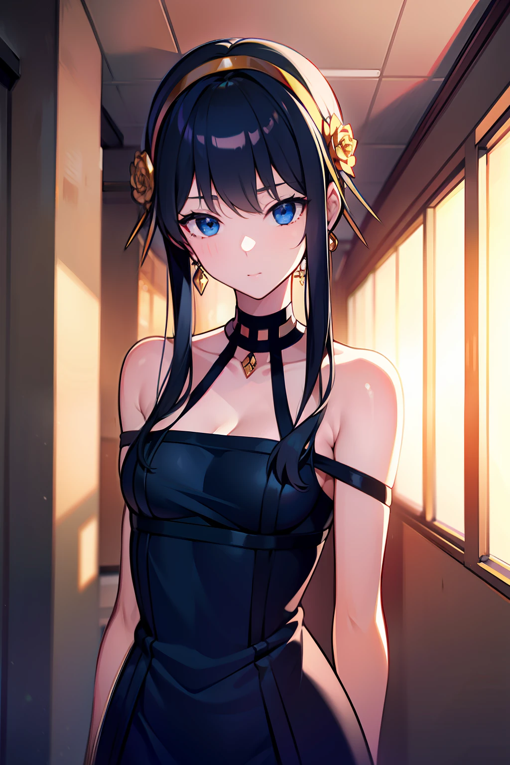 tmasterpiece，best qualtiy，tmasterpiece，best qualtiy，offcial art，the Extremely Detailed CG Unity 8K Wallpapers，traditional_Mediums，Kizi，，black hair band，long whitr hair，whaite hair，eBlue eyes，Small breasts，，Expressionless，,low-tied long hair,straight on,Pupil of the slit,,school hallway