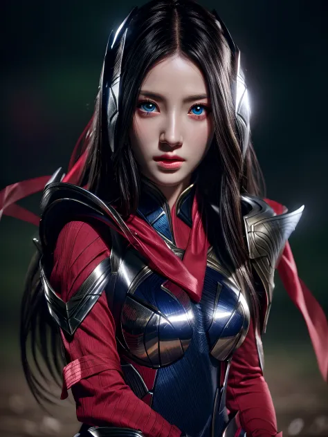 highly detailed, high quality, masterpiece, beautiful, sharp focus, shiny skin, medium breasts, irelia, on battlefield, ribbon, ...