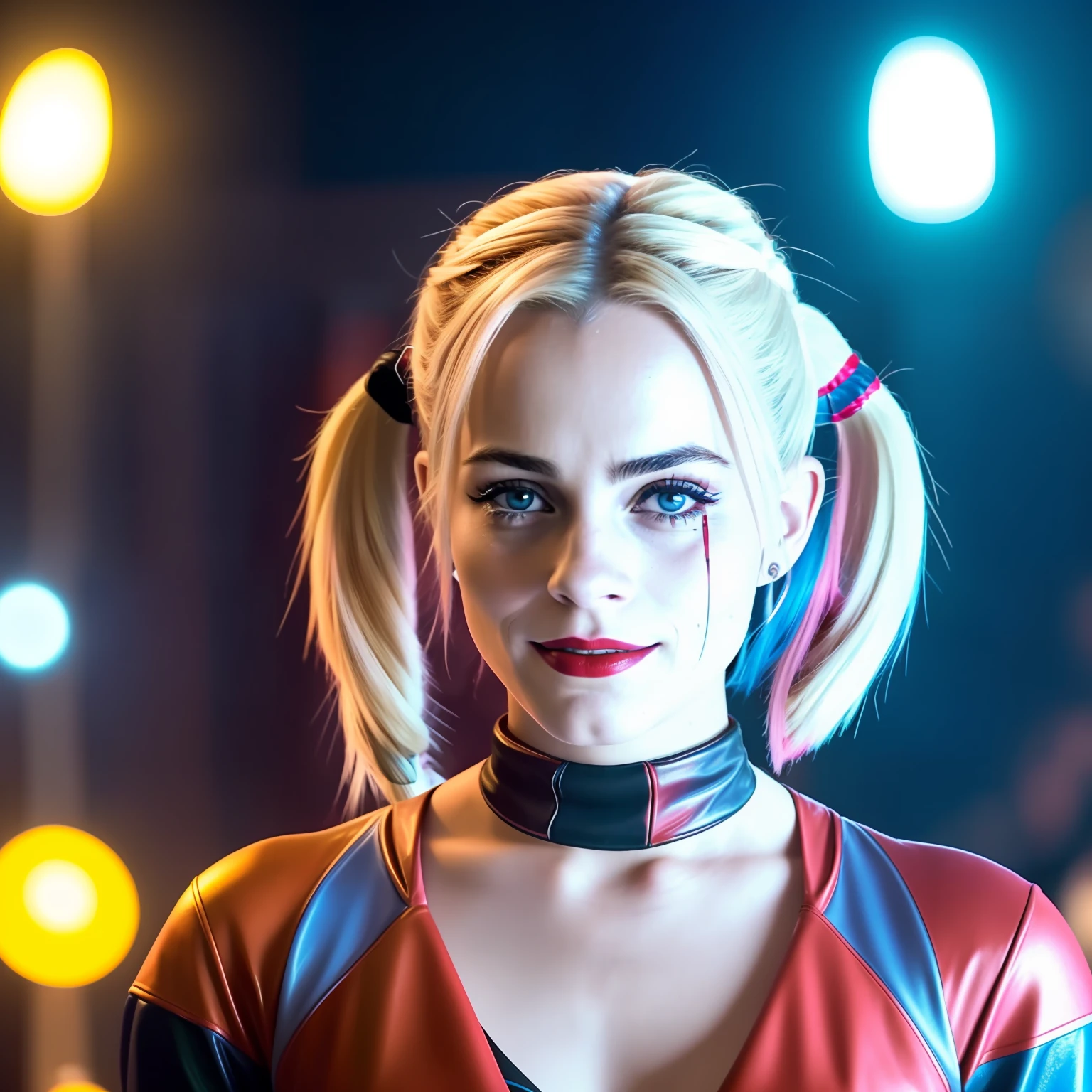 a close up of a person holding a camera on a cell phone, film still of harley quinn, harley quinn film still, harley quinn, 4 k ], 4k], harley quinn standing, emma watson as harley quinn, emma watson is harley quinn, of harley quinn, lady gaga is harley quinn, harley queen, cinematic photo 4k, margot robbie as harley quinn