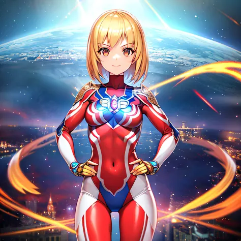 extremely detailed CG unreal engine 8k, Best quality, 1girll, Beautiful detailed girl, young girl, (ULTGP :1.0), ultraman bodysu...