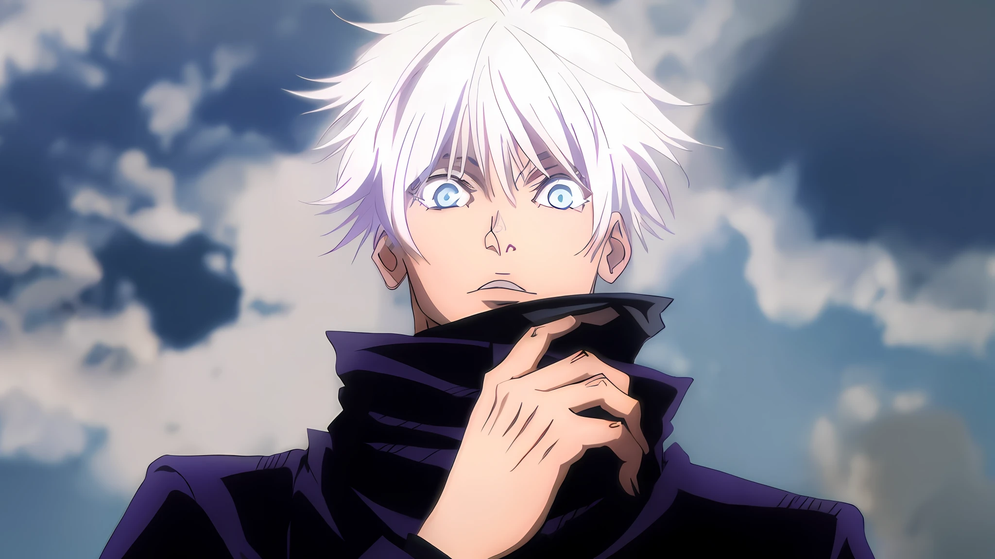 cara de anime com 白色的头发 e olhos azuis segurando um objeto preto, 狛枝凪人, divindade de 白色的头发, Killua Zoldyck 黑发, 白色的头发, 白色的头发, 狛枝凪人 de Danganronpa, 蓝眼睛的高个子动漫人物, 一个银发疯子, 男性动漫人物, 矢立肇