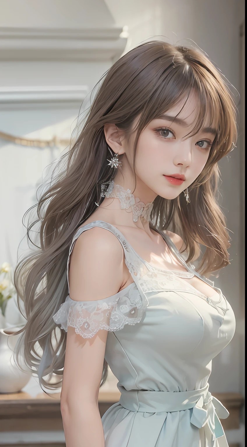 ((Best Quality, 8K, Masterpiece: 1.3)), 1girl, Slim Abs Beauty: 1.3, (Hairstyle Casual, Big Breasts: 1.2), Dress: 1.1, Super Fine Face, Delicate Eyes, Double Eyelids, Smile, Home