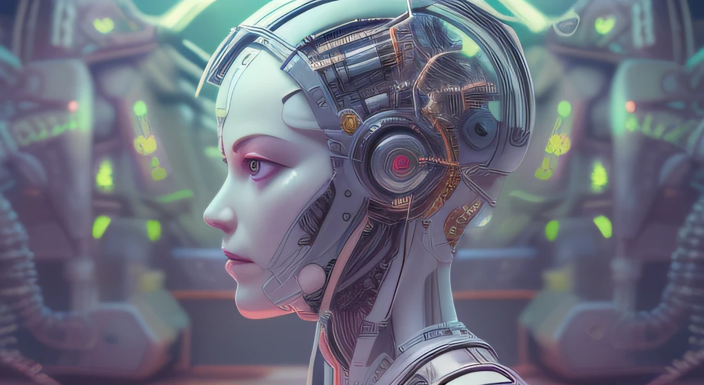 Robot de inteligencia artificial de renderizado 3d o cyborg