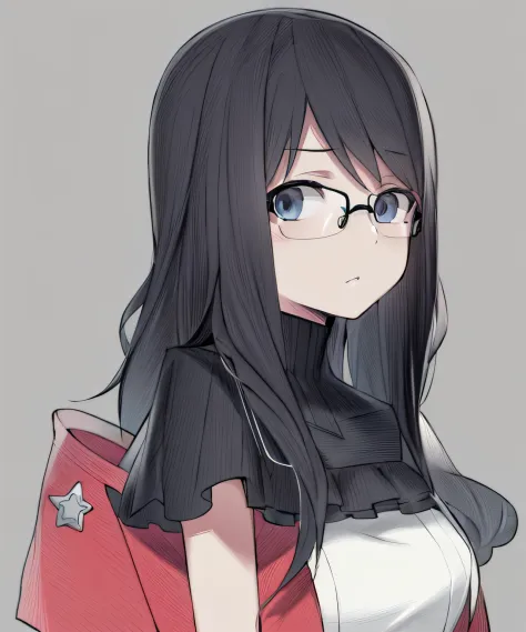 anime girl with long hair and glasses in a dress, clean anime outlines, perfect lineart, Line art!!, linear art, clean lineart, ...