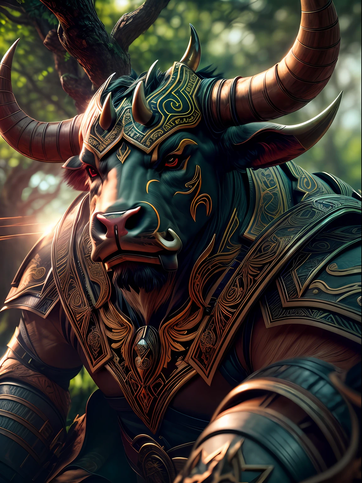 (high Resolution, .cgi, Masterpiece:1.3), (detail Of Humanoid Bull 