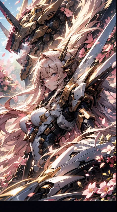 Anime girl with long hair and sword in a flower field, Best anime 4k konachan wallpaper, Detailed digital anime art, Detailed an...