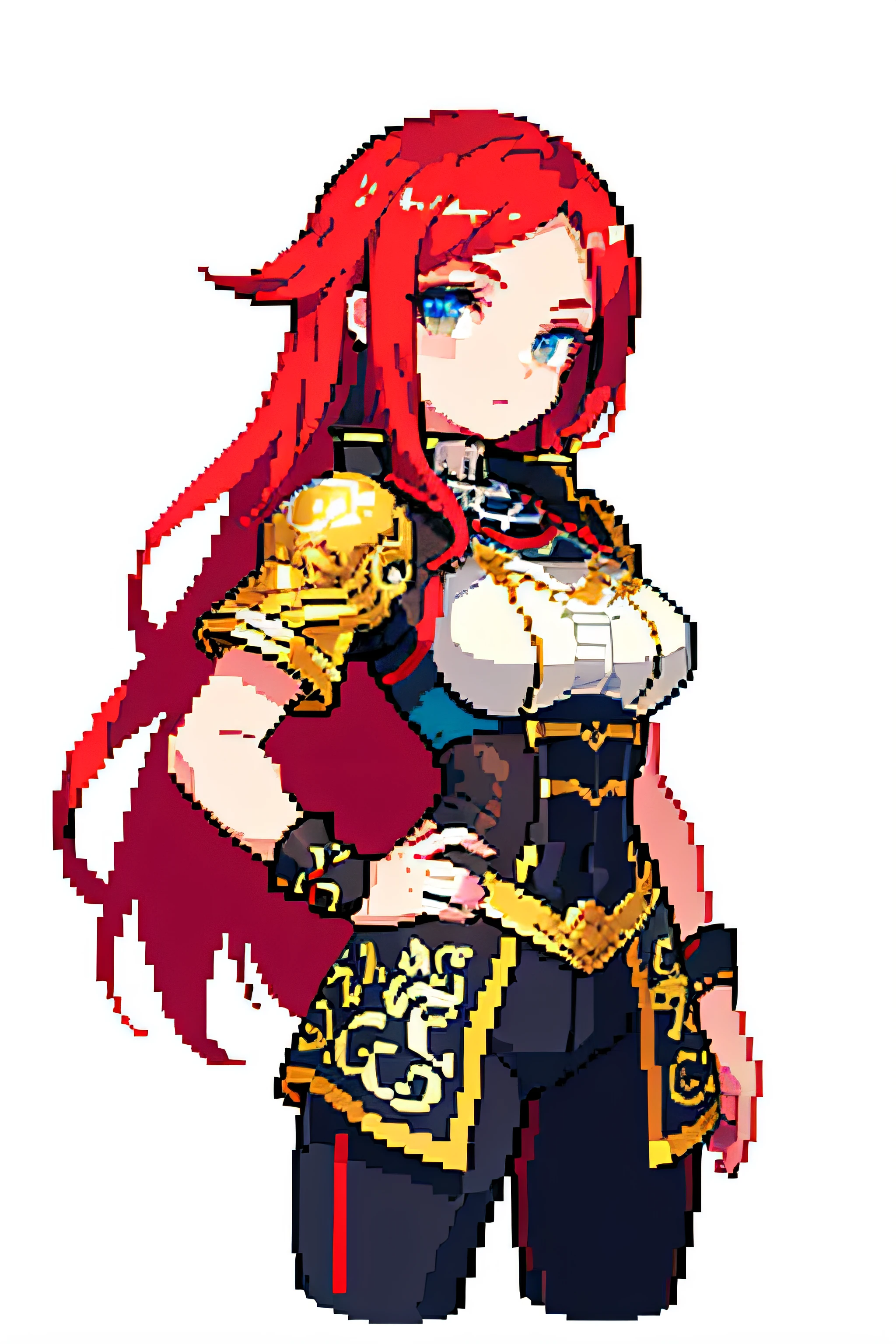 red hair, warrior, (masterpiece, top quality, best quality),pixel,pixel art, 1girl, (best quality:1.3),(masterpiece:1.1),(illustration:1.2),(ultra-detailed:1.2)