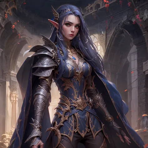 a picture of a female elf (intense details, Masterpiece, best quality: 1.5) fantasy swashbuckler, fantasy fencer, armed with a slim sword, shinning sword, metallic shine, colorful clothes, an ultra wide shot, full body (intense details, Masterpiece, best q...