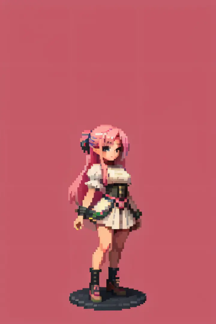 ((masterpiece)), top quality, (best quality), (hight delail) ,pixel art, 1girl, full body, pink hair