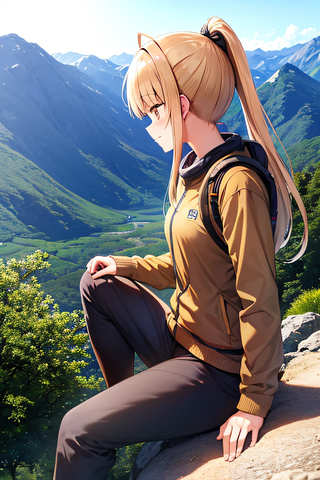 mahiru shiina, top-quality, mountaineering, ponytail