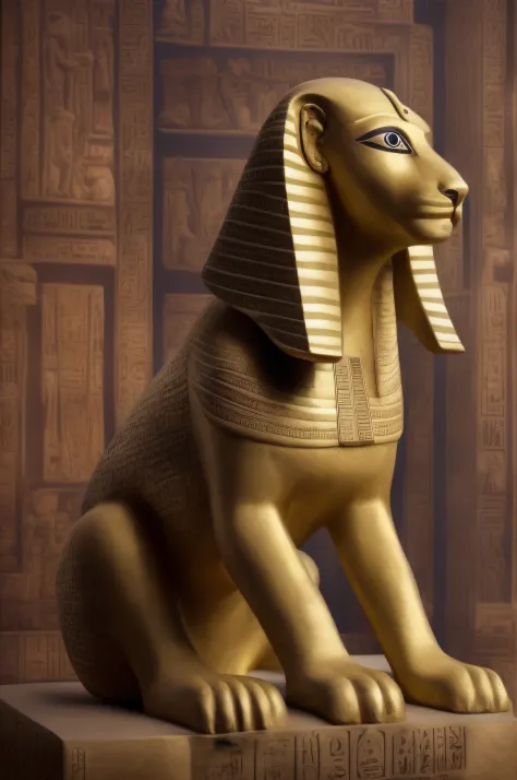Egyptian sphinx in the shape of a dog, Ancient Egyptian art style, 8K, realista