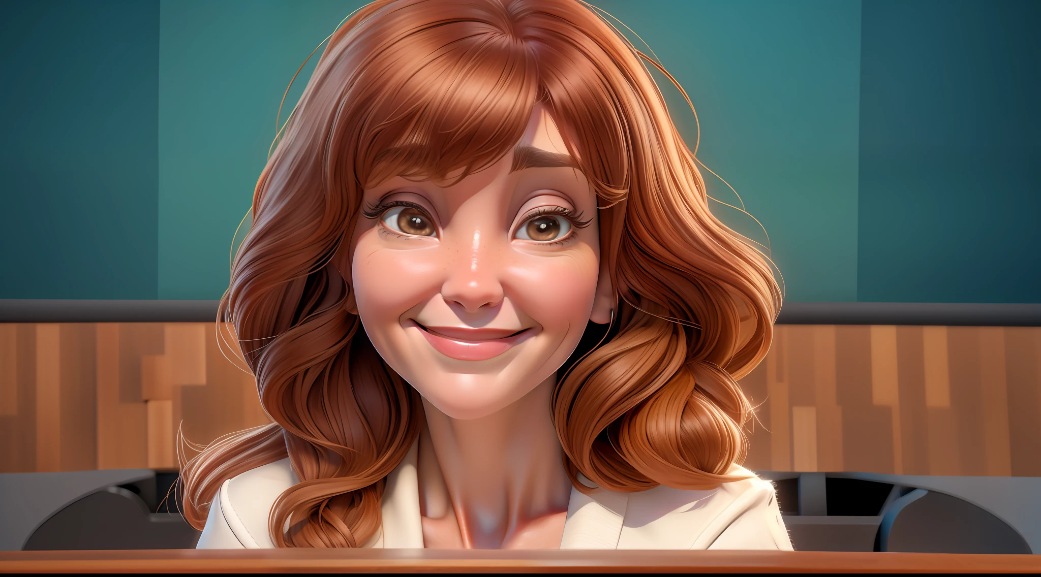 A close up of a woman with red hair and a white shirt - SeaArt AI