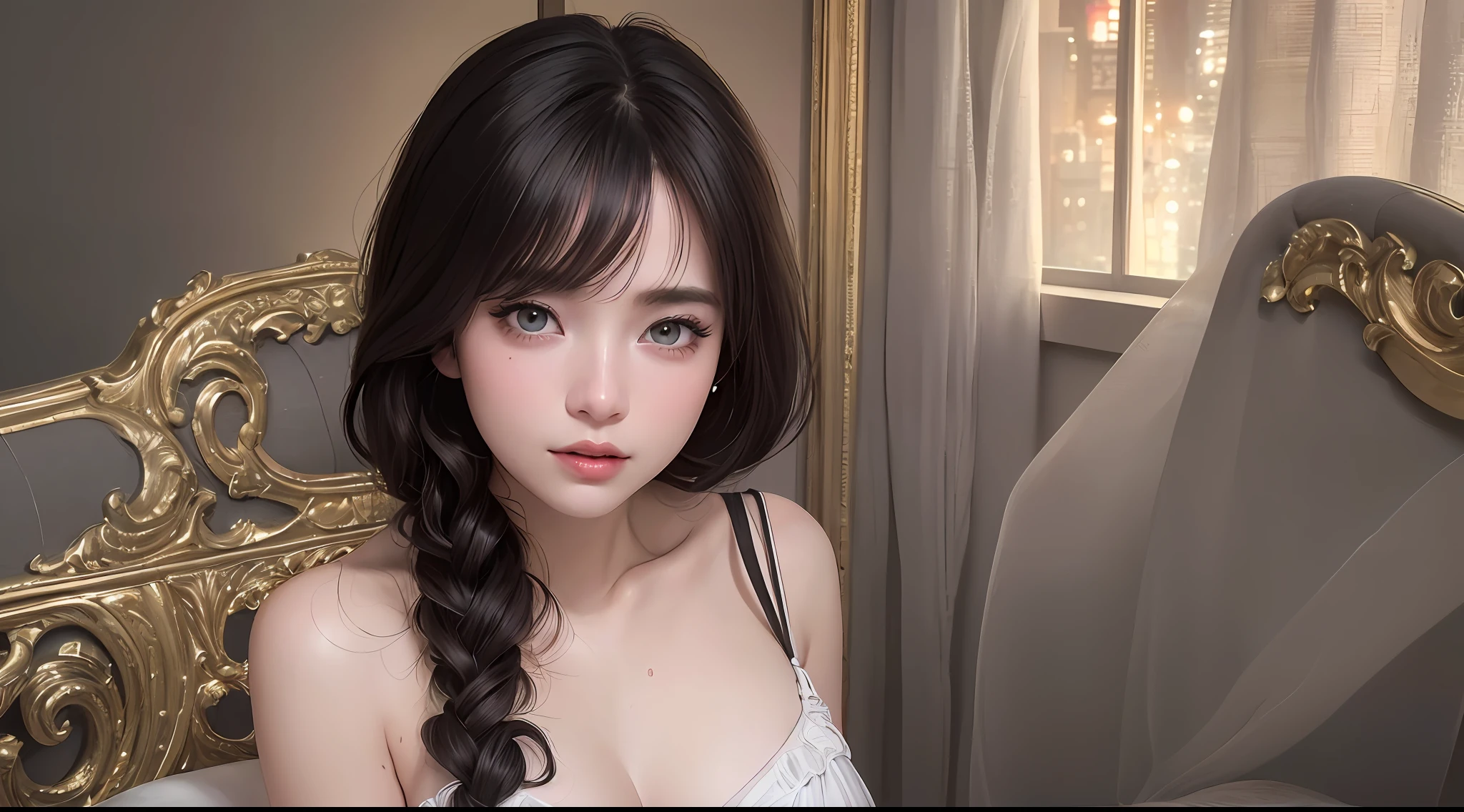 perfect posture, mix4,(64k, RAW photo, best quality, masterpiece:1.2), (realistic, photo-realistic:1.37),1girl,cute,cityscape, night, rain, wet, professional lighting, photon mapping, radiosity, physically-based rendering,, gradient black colour hair, black hair, short curly hair, girl, white ball suit, top quality picture, high resolution, 1080p, (clear face), (detailed facial description), (detailed hand description), (masterpiece), (exquisite CG), extreme light and shadow, messy hair, master's work, rich details, (fine facial features), (highest quality picture), (masterpiece), (detailed eyes),Look ahead with your eyes,Fine collarbone,(huge breast), (squatting pose), (highest hyper realistic:1.3), (highest illustration), (highest resolution), (extremely ultra highest detailed), (best illustration), (beautiful detailed eyes), (ultra highest detailed), (highest masterpiece), (wallpaper), (ultra highest detailed face), (tight abs), (realism photohyperrealistic) , (blushing whitened skin), (Best Quality), (((1 girl))), (hyperrealistic, photo-hyper-realistic:1.37), (ultra-detailed), (cute), (solo), (smile:1.15), (closed mouth) , (beautiful detailed eyes), (((whitened skin))), (skin white), (bright skin), (pretty skin), (fresh skin), (realism photohyperrealistic), (Best Quality), (( big Chest: 1.2)), (bikini: 1.1), (Highly Detailed Face and Skin Texture), (Fine Eyes), (very realistic), (portrait of 20 years old), (perfect beautiful) (face detailed), (cute face), (beautiful eyes), (perfect eyes detailed), (perfect anatomy), (very cute), (64k Resolution), (human hands), (elegant), (detailed hairstyle), (photohyperrealistic), (RAW photo:1.2), (best quality), (ultra high res), (((1 girl))), (medium hair),, (ultra-detailed), (uhd :1.4), (UHQ :1.4) , (photo of nike ardila artis indonesia)