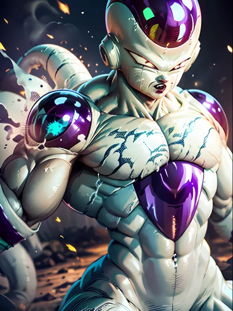 (top-quality)Gymnasium、Detailed frieza、(((frieza、traning:1.5)))、weightlifting、Transformed into final form、dragonball z、frieza dragon ball、beauitful face、tail、Akame、dragonball z、frieza dragon ball、Transformed into final form、slight abs、White skin dripping w...