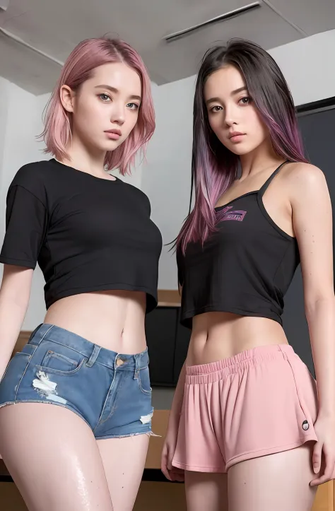 ModelShoot style,(((2girls,duo))),RAW photogr,(Masterpiece:1.3), (absurderes:1.3), (Best quality:1.3), (8K), (large-scale master...