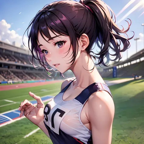 In the scorching heat of a summer day, an 18-year-old girl named Sakura stands on the sun-drenched track field, her athletic prowess and beauty setting her apart from the rest. With her raven hair tied in a high ponytail, her toned muscles hint at the coun...