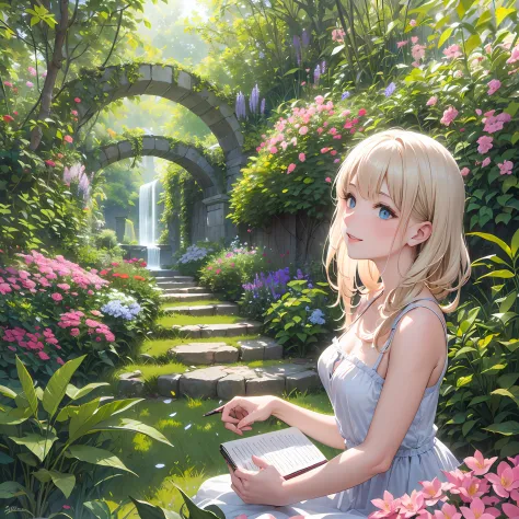 Amidst the blooming colors and enchanting scents, an 18-year-old girl named Lily wandered through the beautiful botanical garden. Her radiant beauty matched the splendor of the flowers that surrounded her.

With her twinkling blue eyes and golden hair casc...