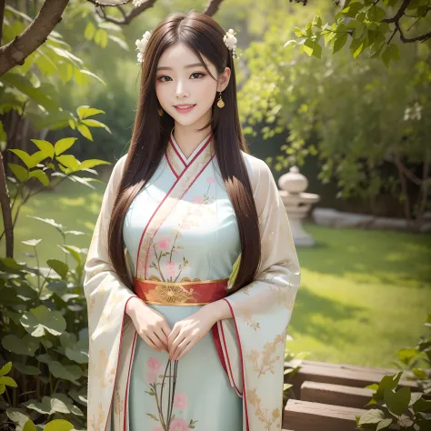 (chinese girl painting, delicate brushstrokes, muted colors, traditional chinese motifs, elegant beauty), (hanfu, traditional ch...