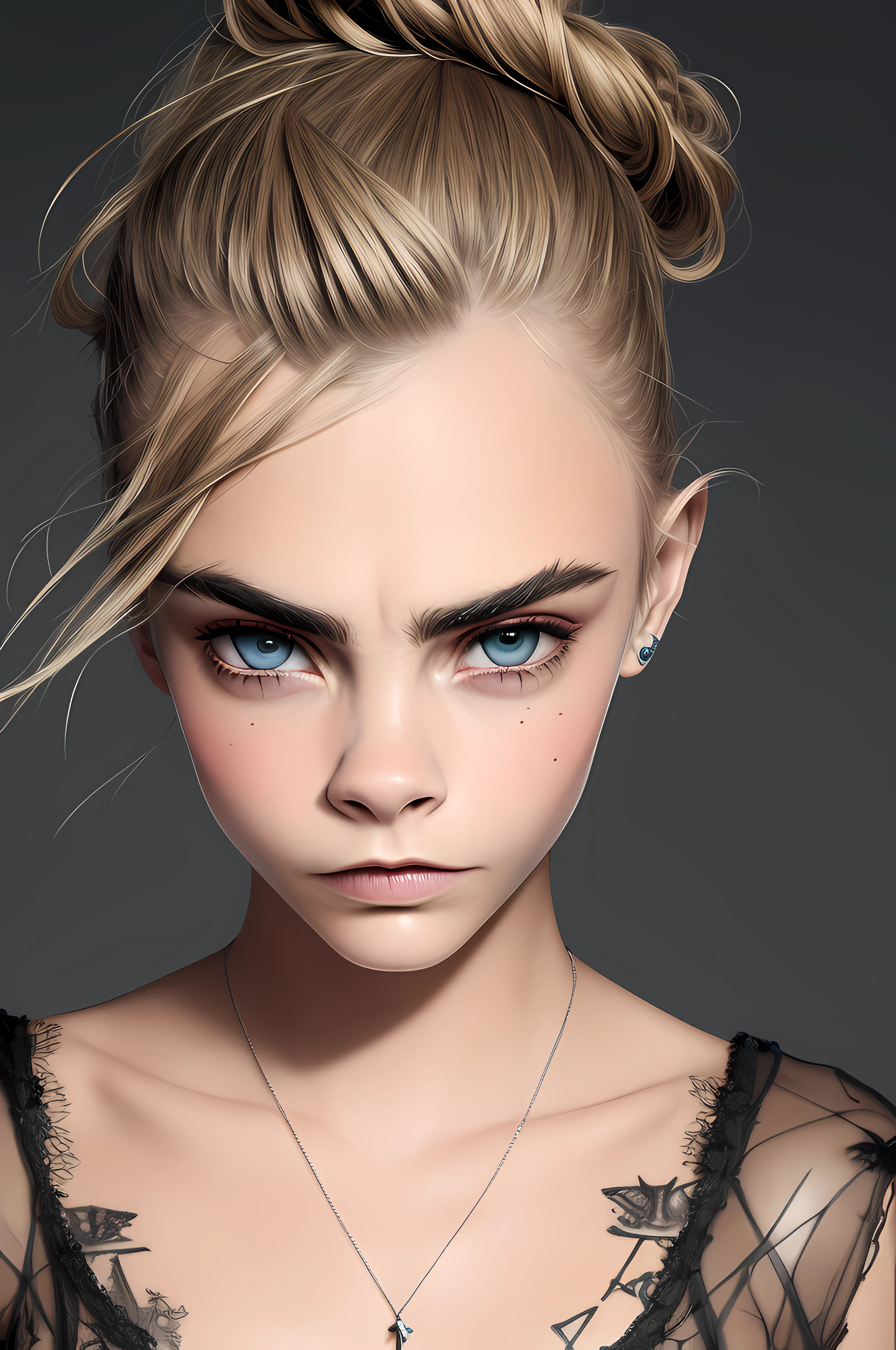 (Cara Delevingne) , .RAW, HDR, Texturas 8K, Detalle extremo, Textura de piel altamente detallada, illustration, dibujos animados, anime! epic details, Alta nitidez,