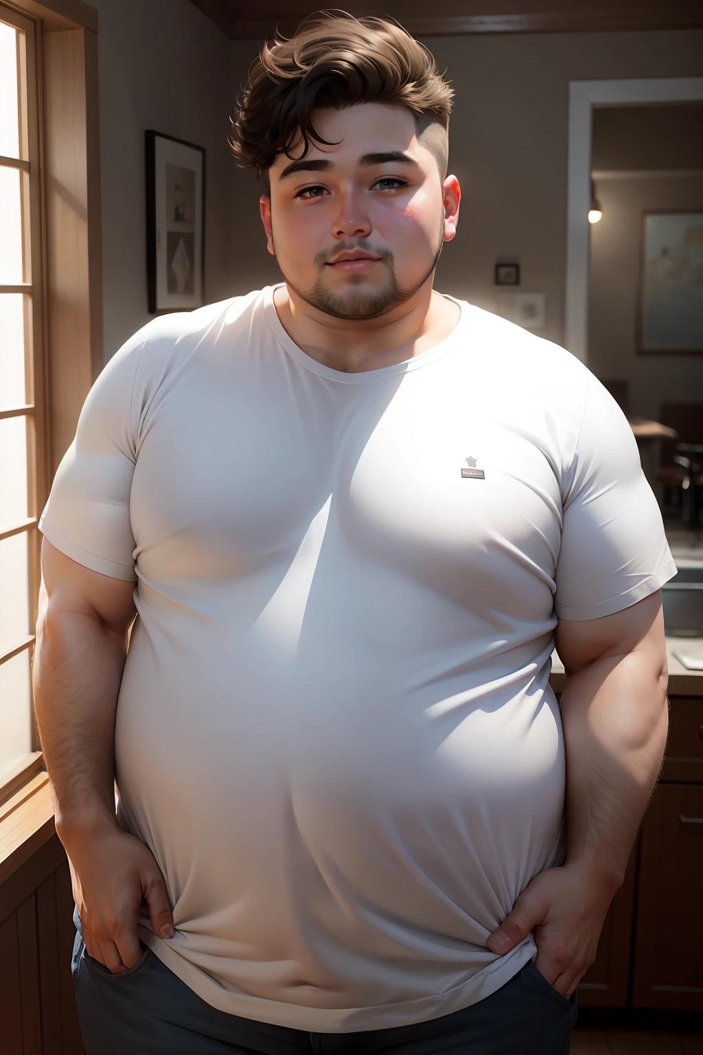 Arafed man in a white shirt standing in a kitchen - SeaArt AI