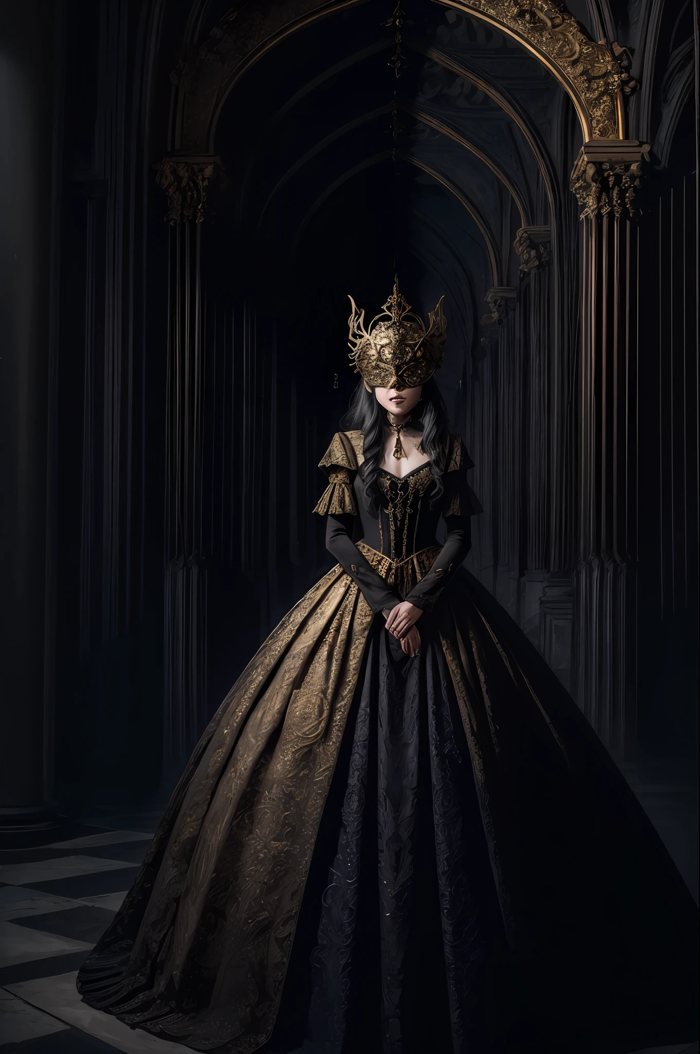 Eine Frau mit einer goldenen Blindmaske, Gothic Kleid, Spitzendekorationen, Ton zugeordnet, detailliert, Altamente detailliert,1Frau , V0id3energy, Operation, Hell, Kopf, en_..Krug, Wasser, Blut_Bucas,, (Meisterwerk: 1.3), (besser_Qualität: 1.3), (Ultra_detailliert: 1.3), 8k, äußerst_Klar, Realismus, (UltrarRealist: 1.3), Details locos, Ausgebildete Details, hiperdetailliert, Ultra detailliert, extremadamente detailliert, höchste Detailliertheit, hoch_Detail, bunt, Schön, HDR, fotorRealist, Hohe Auflösungen, Ultra_hoch_irgendetwas, Kamera, ästhetisch, äußerst_empfindlich,(Arte de terror, terror), Hohe Auflösungen, 16k, ..ROH, Ultra Highirgendetwas, Ultra Details, Details fenos, ein äußerst zarter und schöner Schatten, äußerst detailliert, real,
Realist, sehr detailliertes Foto, preisgekröntes Glamour-Foto,