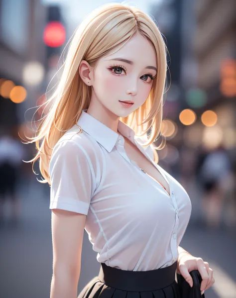 (event companion:1.5, midtown street background:1.5, standing on turn-table:1.5), photo realistic, anime style, (8k, raw photo, ...