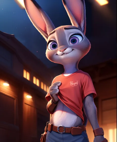 (uploaded on e621,8k, RAW photo,high resolution,high quality), ((masterpiece)), female, ((slim judy hopps)), (wear shirt and bot...