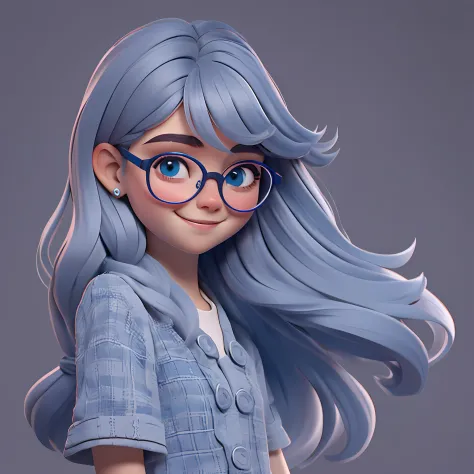 uma loli menina, eyeglass, lacing, your hair is stuck,, tom preto e azul, moleton, capuz, corpo inteiro, the background is fille...