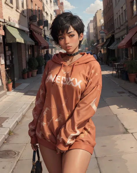 (sexy red oversized_hoodie:1.3) break
[1boy:1girl:0.3], tomboy, solo, very short black hair, pixie cut, brown skin, african amer...