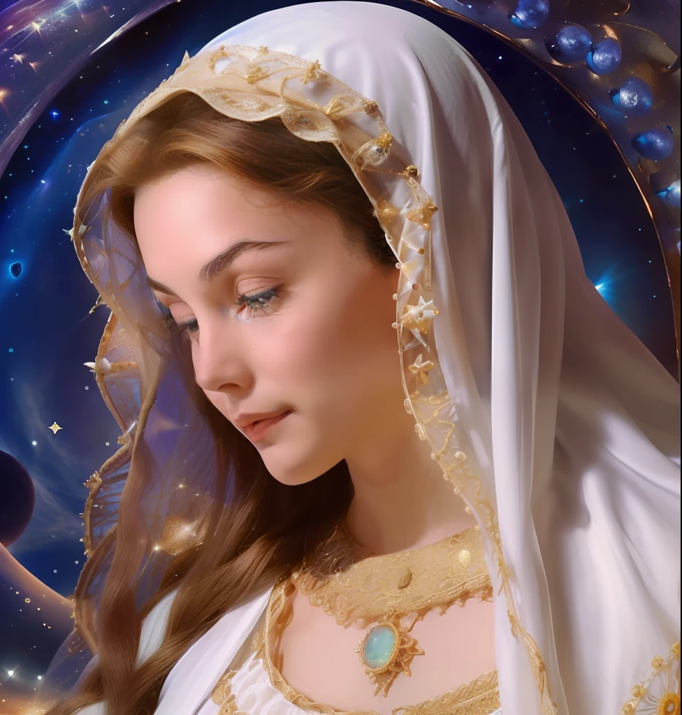 ((( Holy VIRGIN MARY))) masterpiece, (The best quality: 1.2), (super fine: 1.2), illustration, (extremely delicate and beautiful: 1.2), movie angle, floating, (Beautiful eye of detail: 1.1), (light detail: 1.1), Movie Lights, delicate sky, blue eyes, (High ponytail: 1.1), layer, Ojuelos, (officer: 1. 2), (Luz de la officer: 1.1), starry sky, (light particles: 1.1) drawing, flower. (masterpiece), (The best quality), (photorealistic:1.3), 8k, Detailed skin texture, Detailed fabric texture, Beautiful detailed face, intricate details, ultra detailed (full body body:1.2)