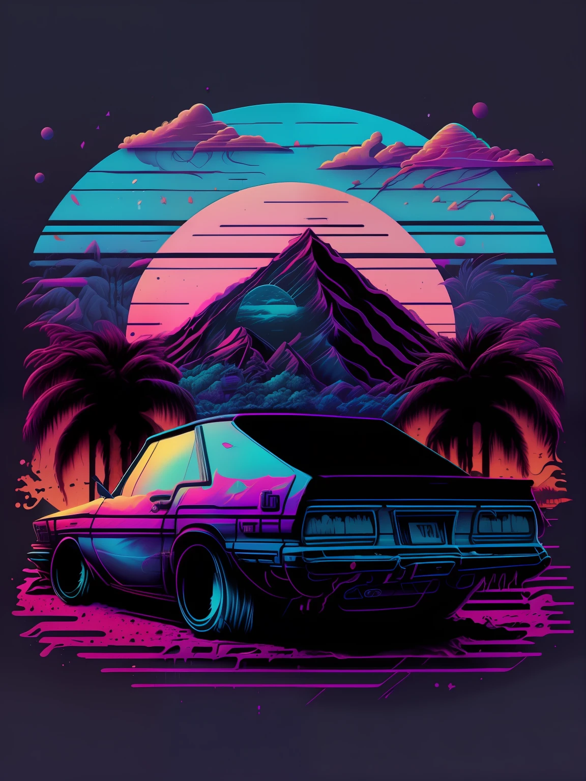 diseño de camiseta, estilo onda de vapor, Estético, enfriar, sad, estilo lofi, ultra detallado, fondo, paisaje, muy detallado, 8K, alta definición