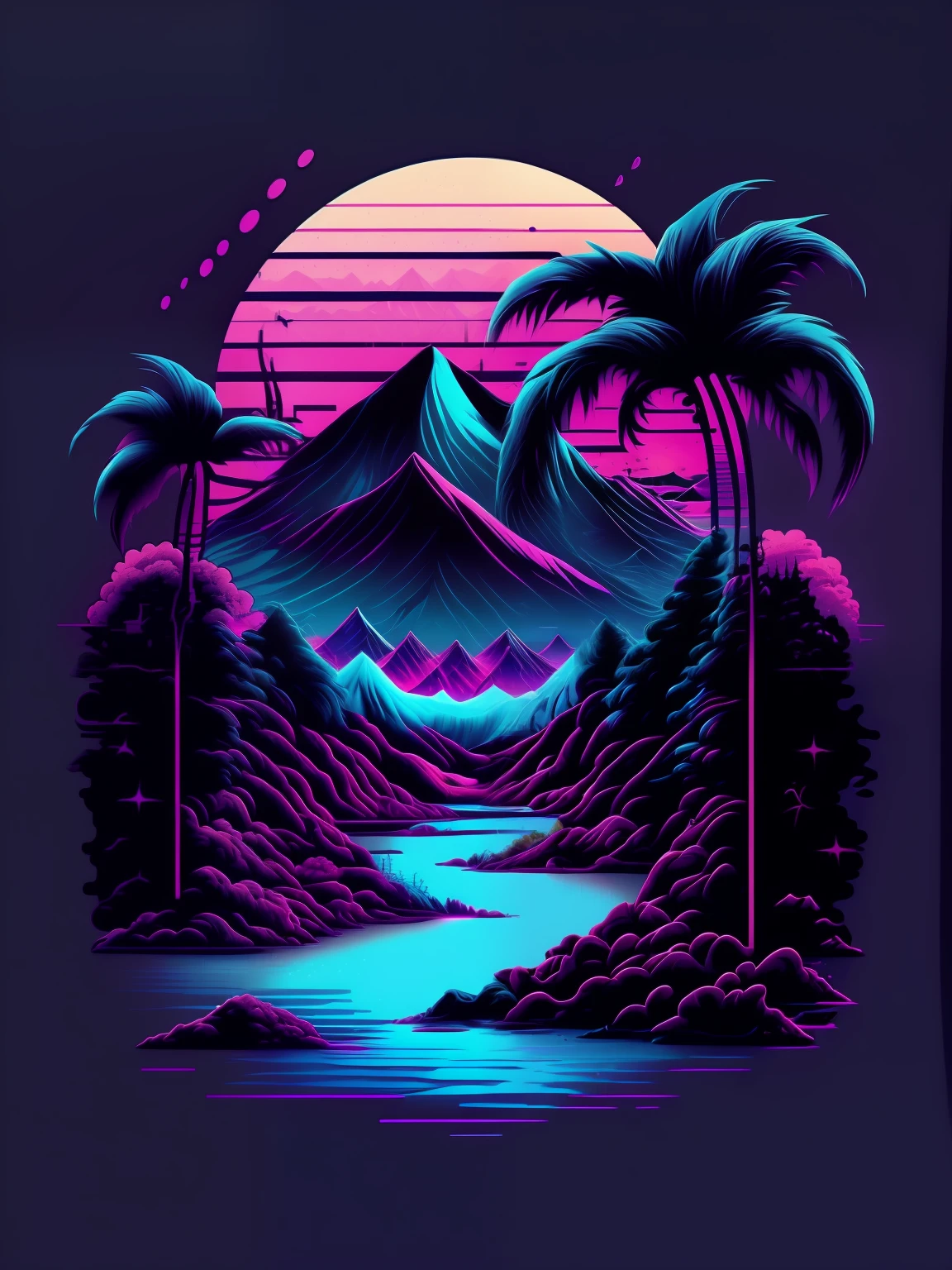 diseño de camiseta, estilo onda de vapor, estético, enfriar, sad, estilo lofi, Ultra detallado, fondo, paisaje, muy detallado, 8k, alta definición