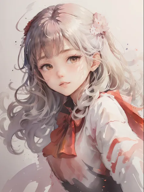(masutepiece),best quality,Illustration,Art Nouveau,Sumi-e,Portrait,onry_1girl_Face,(White background:1.4),(the Extremely Detailed CG Unity 8K Wallpapers:1.1),(Colorful:0.8),,(Solo:1.2), (Ink splashing),(splashes of colour),((watercolor paiting)),flowers b...