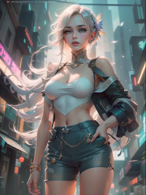 (((​masterpiece)))、(((top-quality)))、((ultra-definition))、(High Definition CG Illustration)、((extremely delicate and beautiful))、Cyber City、Cinematic Light、Versace Fashion、2080s、animesque、girl with、trending on artstationh、Rachel Walker