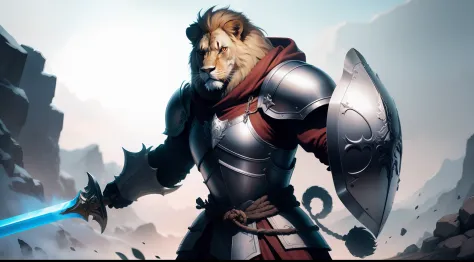 ![One in armor,Wear a hood,A lion armed with a long sword and a round shield。It looks like a brave animal warrior。](https://i.imgur.com/pezvvfJ.png)