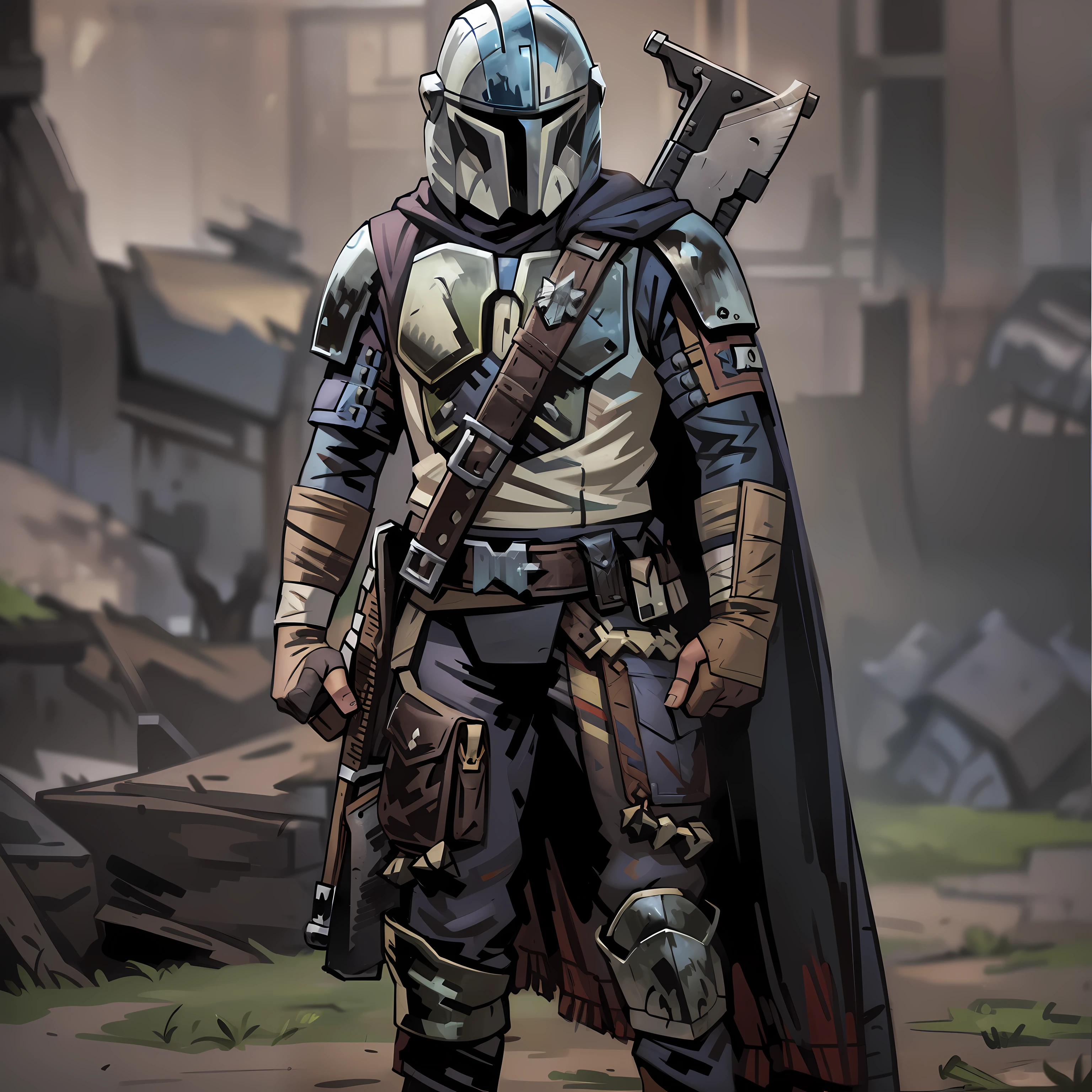 The mandalorian holding a rifle