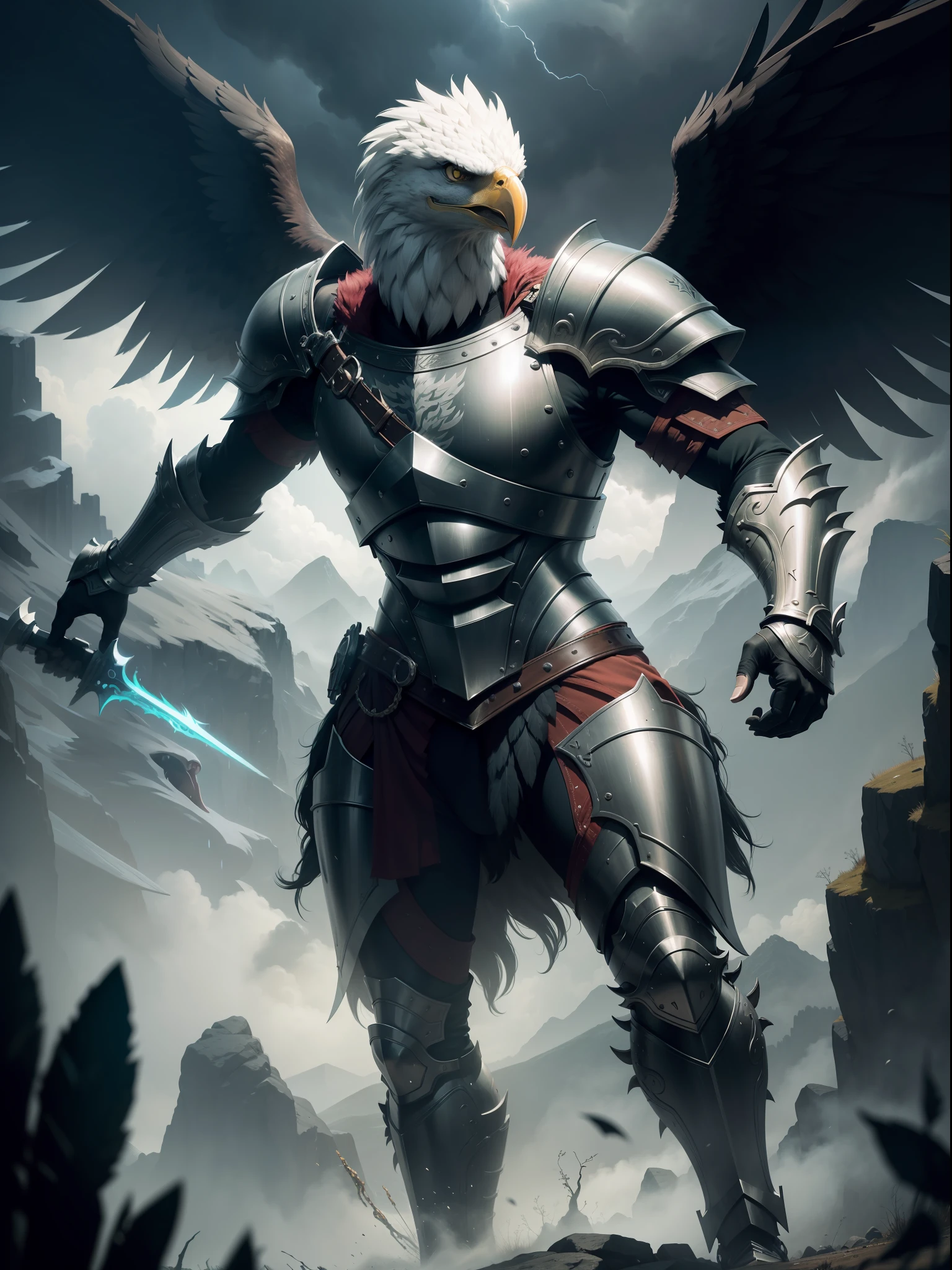 A close up of a person in armor with an eagle on his shoulder - SeaArt AI