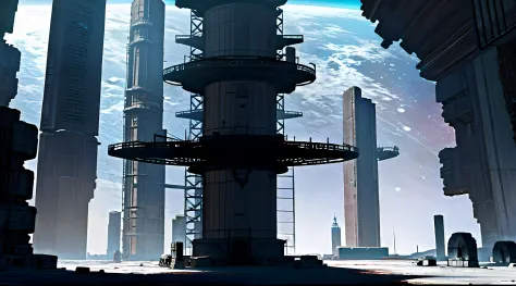 ancient ruins of a space civilization，a space station