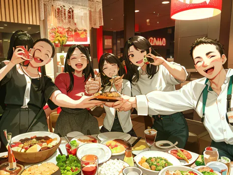 Several women pose for photos while eating, photograph taken in 2 0 2 0, Family dinner, 2 0 2 2 photo, wining, 🕹️ 😎 🚬, tasty, people inside eating meals, personal profile picture, is playing happily, 🤬 🤮 💕 🎀, 🦩🪐🐞👩🏻🦳, mukbang