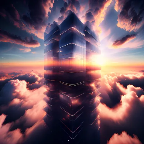 (cloud tower style:1)，starrysky，cloud fog