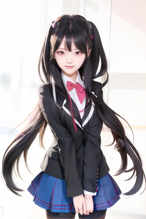 a girl in a school uniform with long black hair, by Jin Homura, inspired by Jin Homura, gapmoe yandere, anime visual of a cute g...