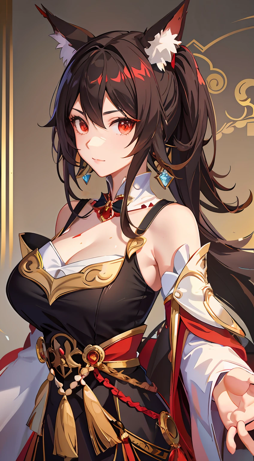 Anime girl dress with horns and red cape, Extremely detailed Artgerm, Detailed digital anime art, Art germ. High detail, zenra taliyah, Keqing from Genshin Impact, Portrait Chevaliers du Zodiaque Fille, artgerm detailed, Art germ on ArtStation Pixiv, zhongli from genshin impact, portrait of ahri