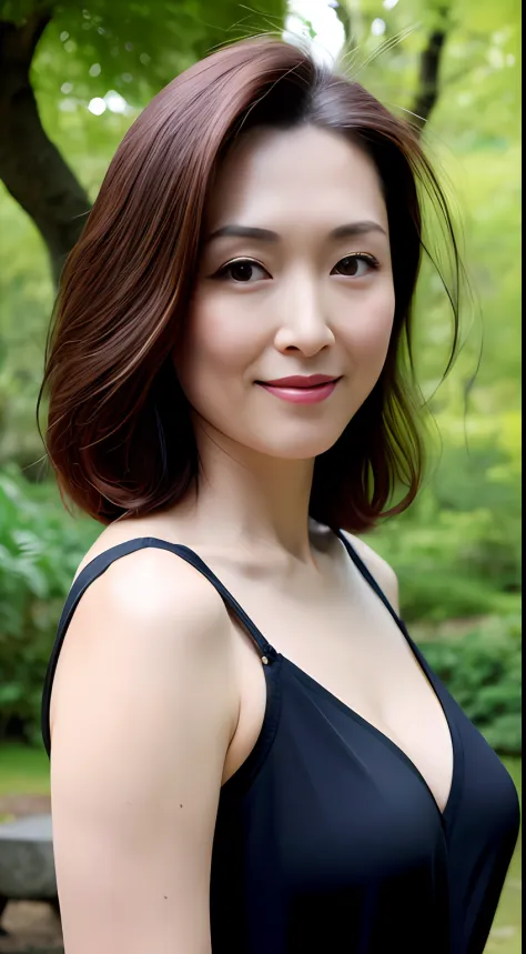 dark brown hair, light brown eyes, japan actress face, adult woman, face about 40 years old, (complex details: 1.2), (highest qu...