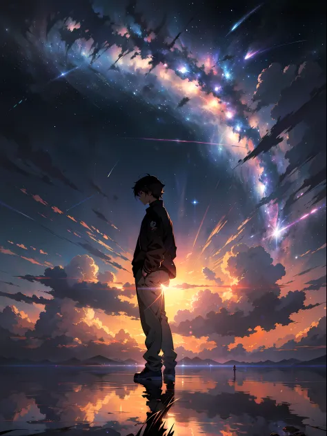 anime - style scene of a beautiful sky with a star and a planet, cosmic skies. by makoto shinkai, anime art wallpaper 4k, anime ...