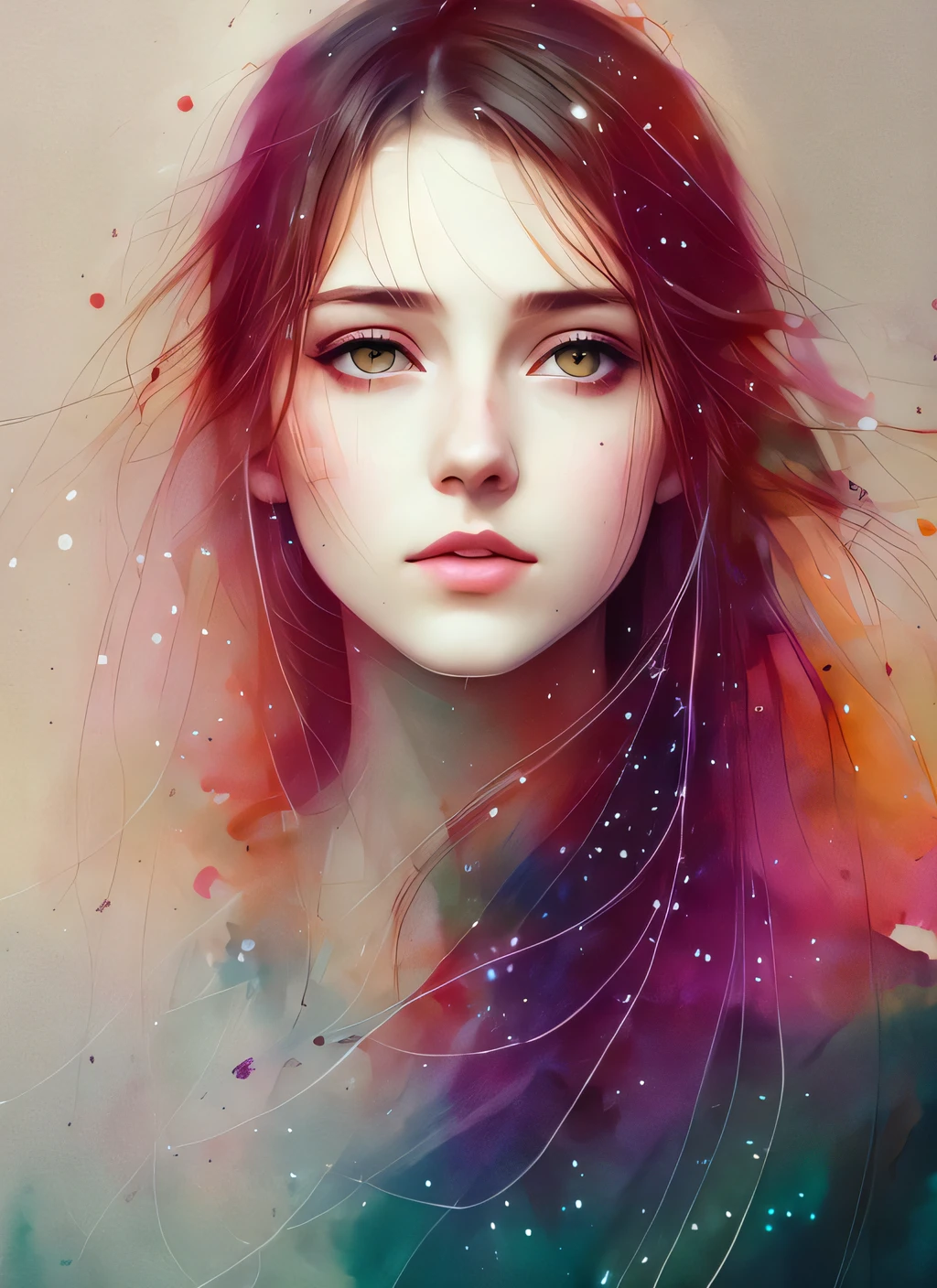 a woman by agnes cecile, luminous design, pastel colours, ink drips, autumn lights