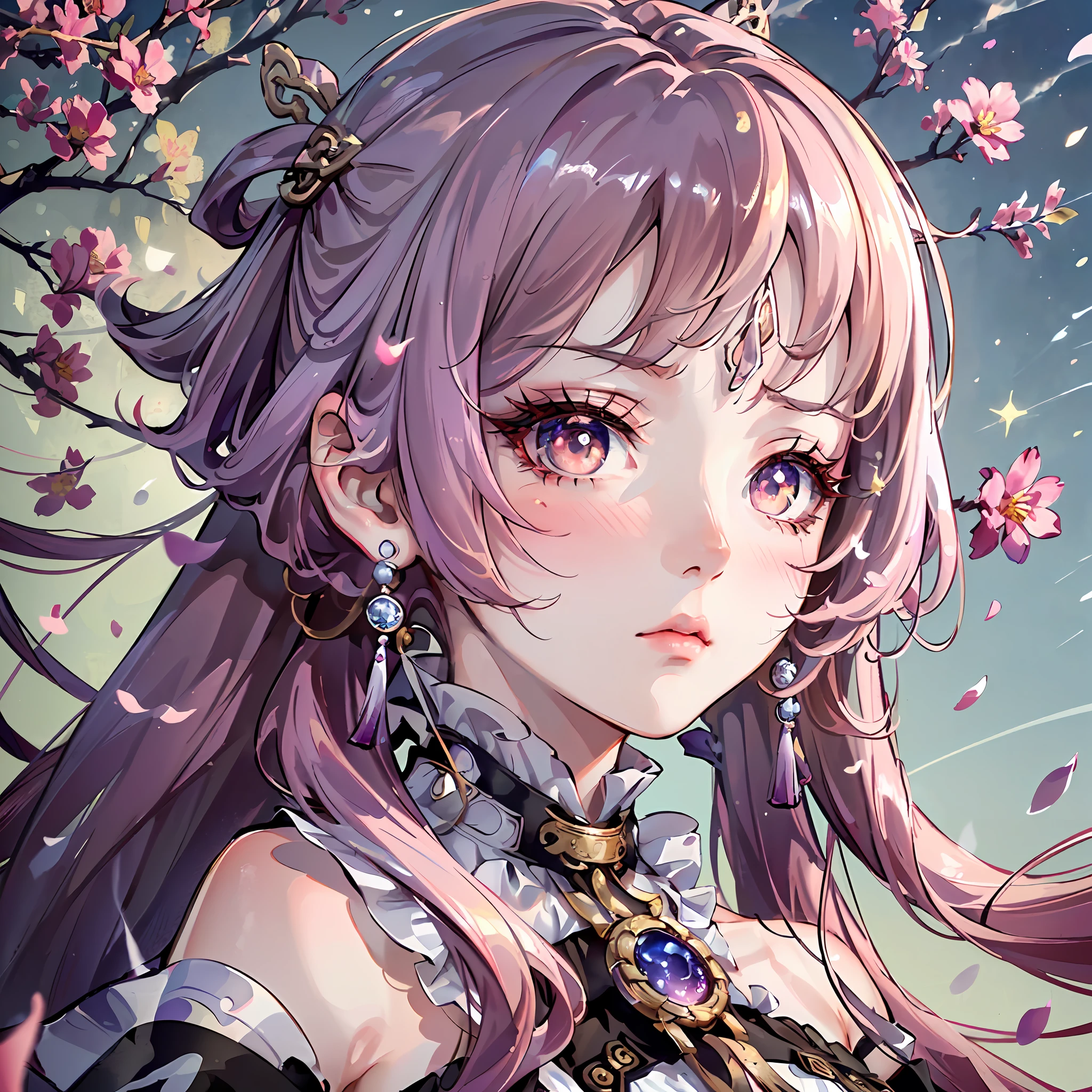(Dynamic angle,head,headshot,Facial close-up,sky,water,imid shot, flower effect,particle effect,artistic effect:1.2), (floating and spread hair, blush stickers, sad, frown:1.2), (detailed and delicate and flexible eyes),(1girl,solo,fuxian (Honkai Star Rail),splash ink, medium breasts,detached sleeves,), (corrpution:1.15), fov,f/1.8, side lighting, sunlight ,(masterpiece, best quality, Ultra Detail, wallpaper, detailed shiny skin, flawless, 8k, RAW, highres,absurdres,:1.3), (detailed super oily shiny skin:1.1), colorful, power,zhenbanqiao,bonian